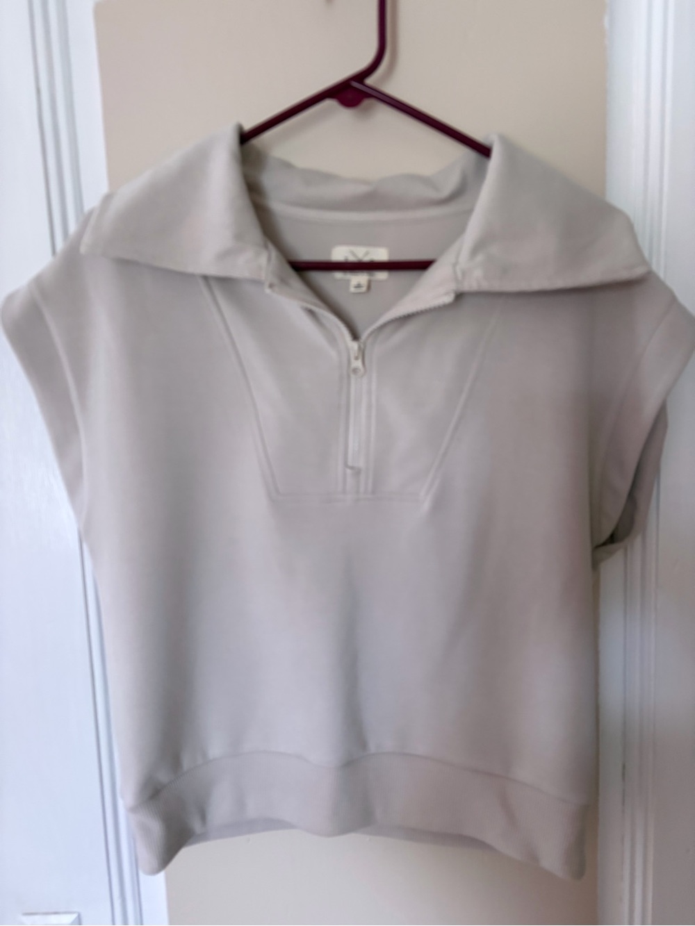 Thread & Supply Light Gray Ribbed Collar Pullover